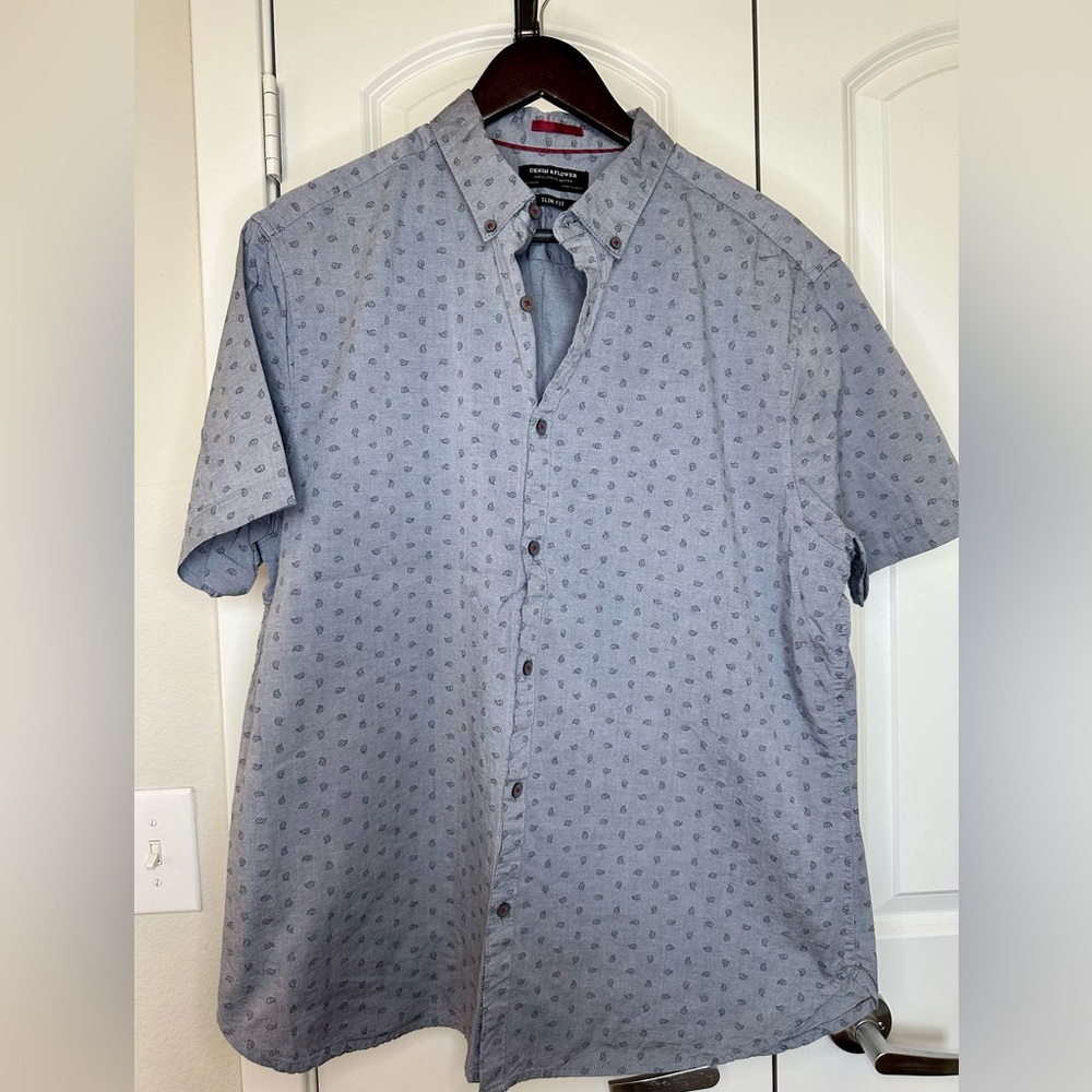 Paisley Print - Men’s Button Up Short Sleeve Shirt